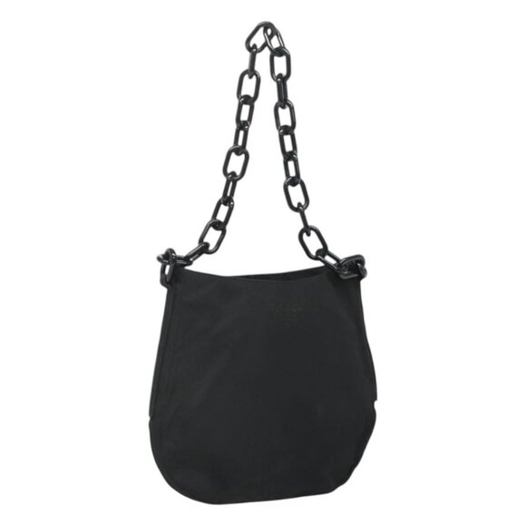 PRADA Chain Shoulder Bag Nylon Plastic Black Silver Auth mr1039 - Picture 1 of 16